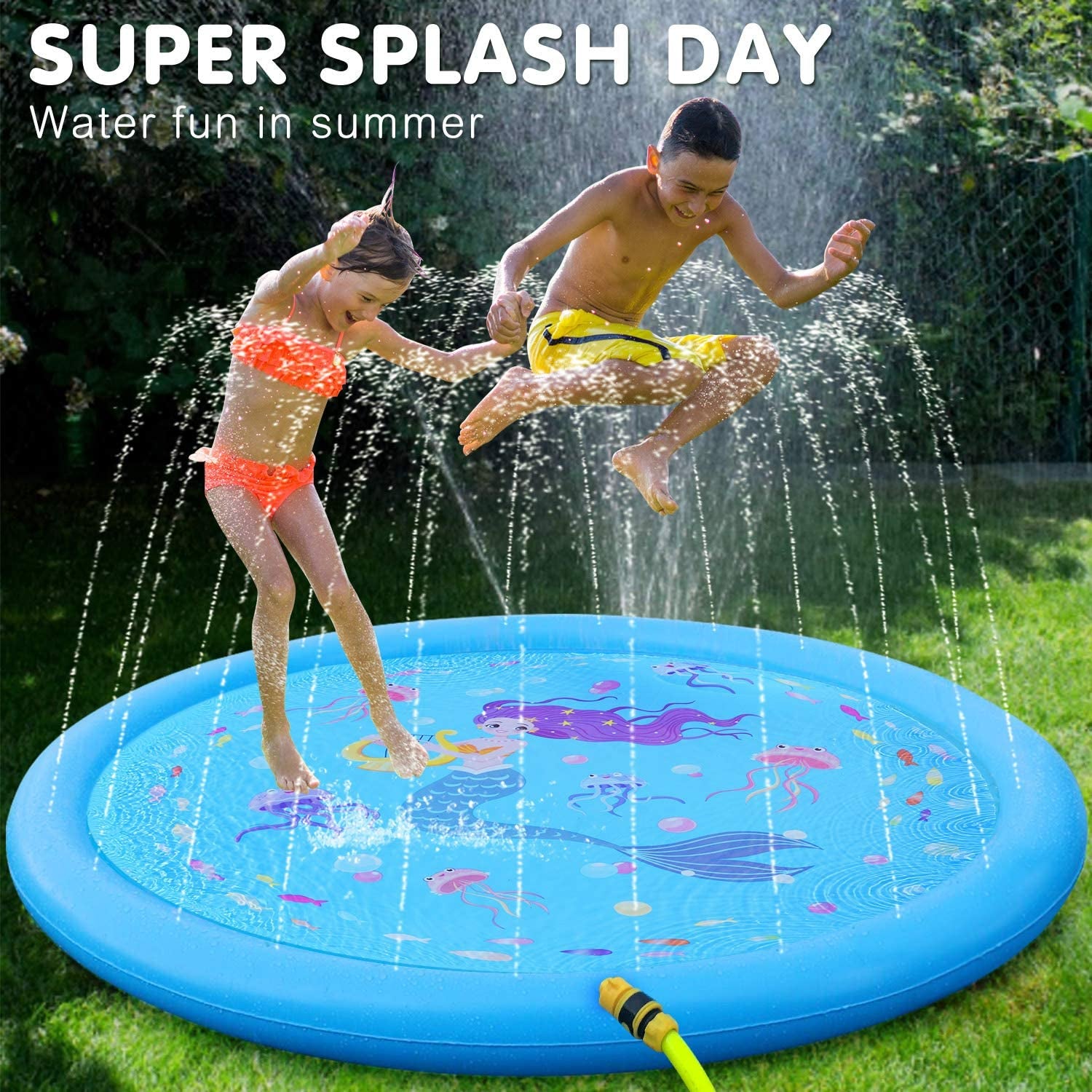 Kids Sprinklers for Outside, Splash Pad for Toddlers & Baby Pool 3-In-1 60" Water Toys Gifts for 1 2 3 4 5 Year Old Boys Girls Splash Play Mat
