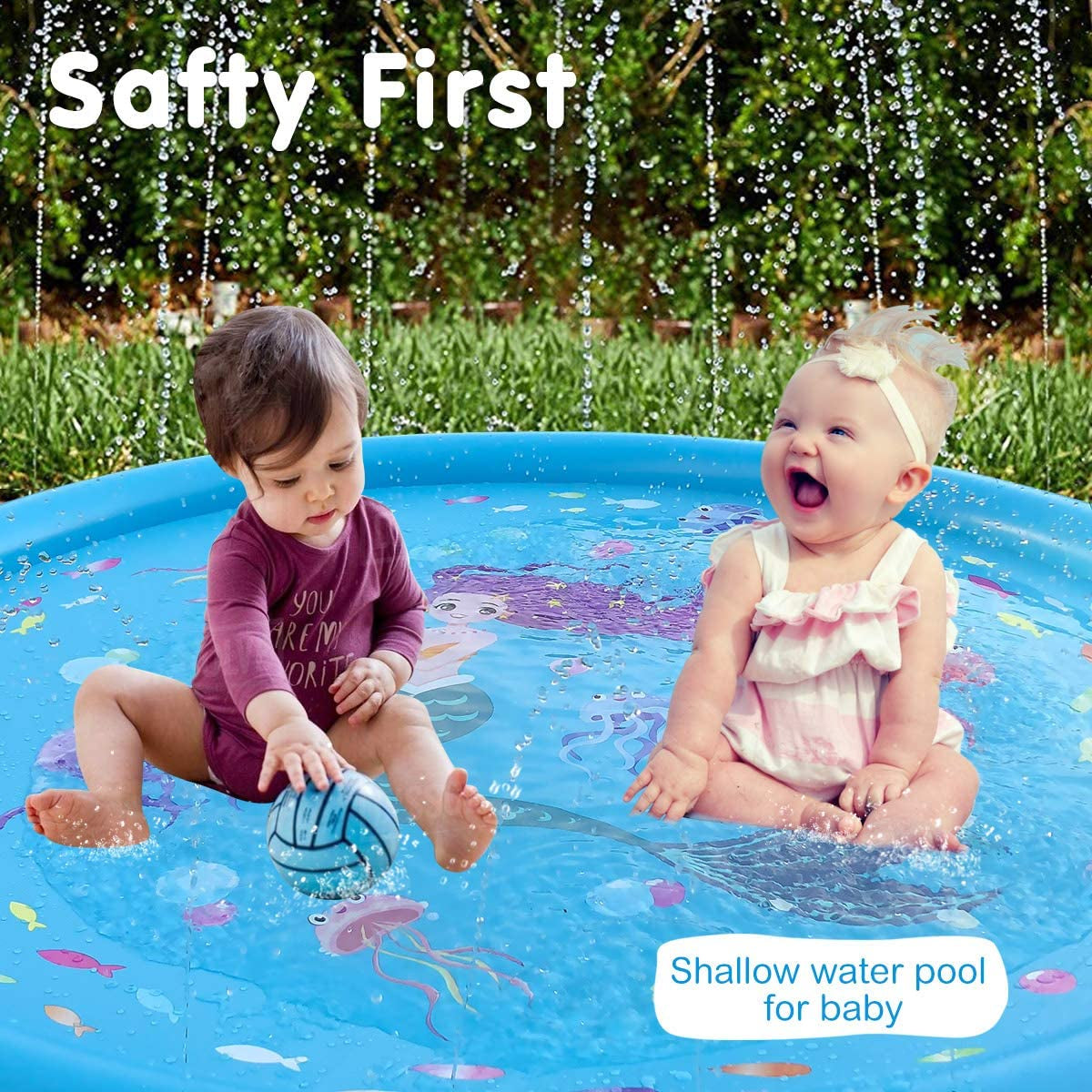 Kids Sprinklers for Outside, Splash Pad for Toddlers & Baby Pool 3-In-1 60" Water Toys Gifts for 1 2 3 4 5 Year Old Boys Girls Splash Play Mat